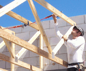 roof trusses being set or made safe